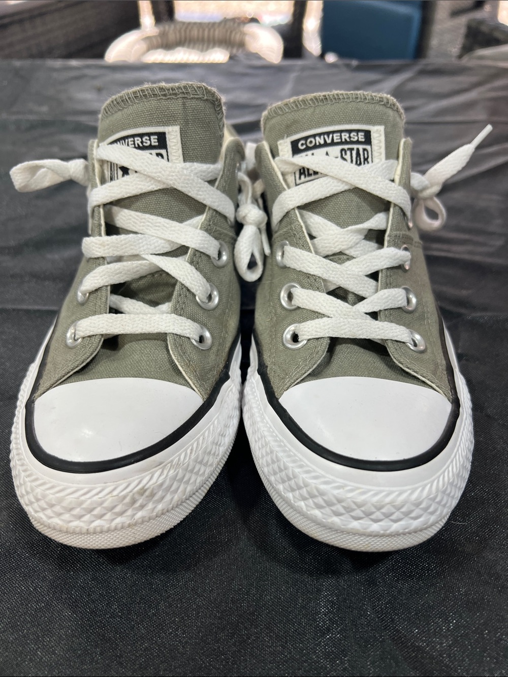 Converse Low Top Sneakers in Olive and White